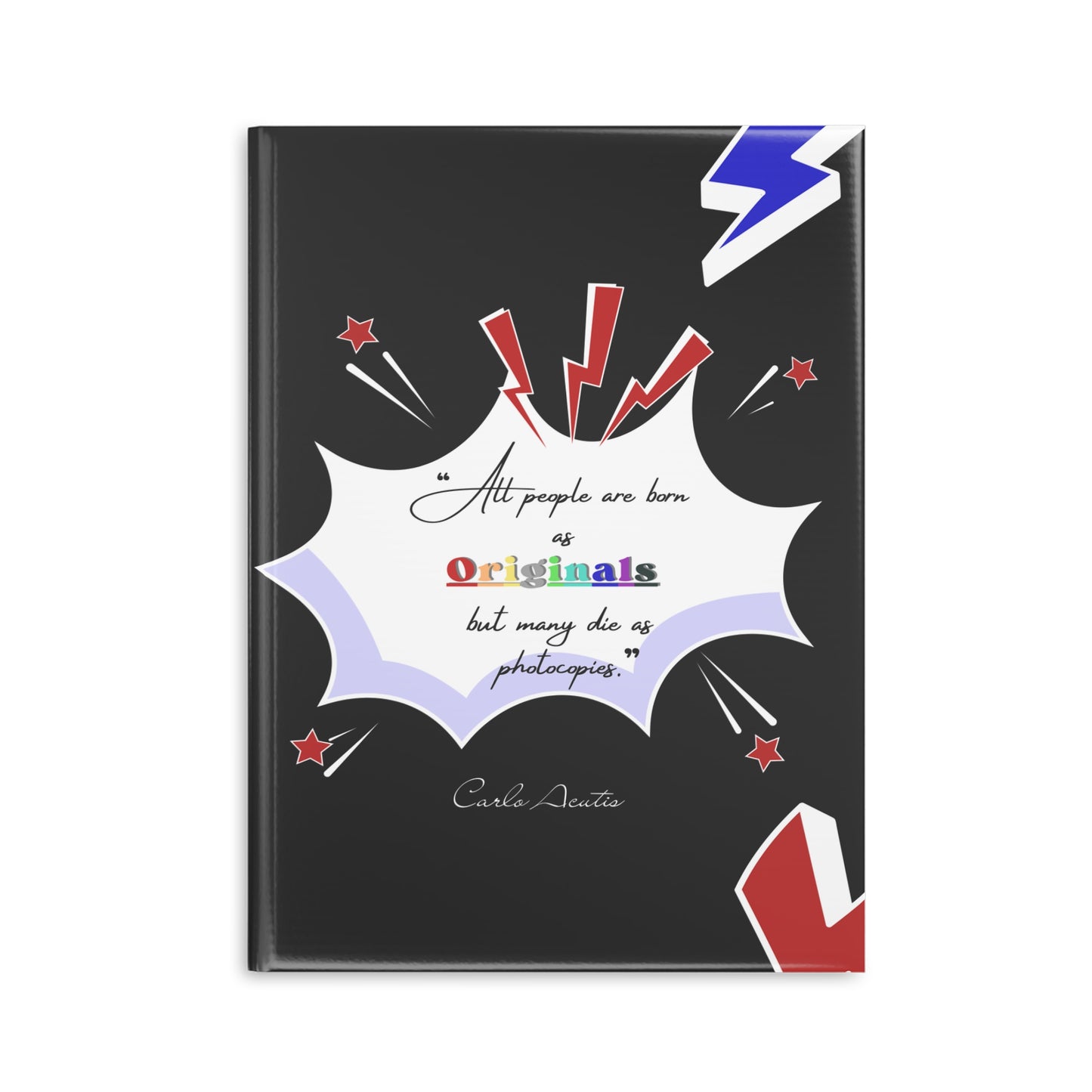 Carnet Pop Art Noir avec citation de Carlo Acutis | Journal intime | Carnet de Foi & Prière | Pages Lignées ou Blanches (UE uniquement)