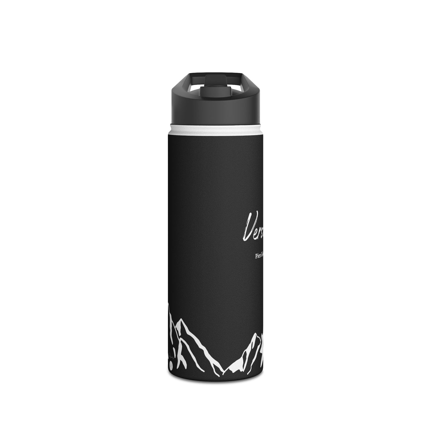 Verso l'Alto Black Stainless Steel Water Bottle with straw
