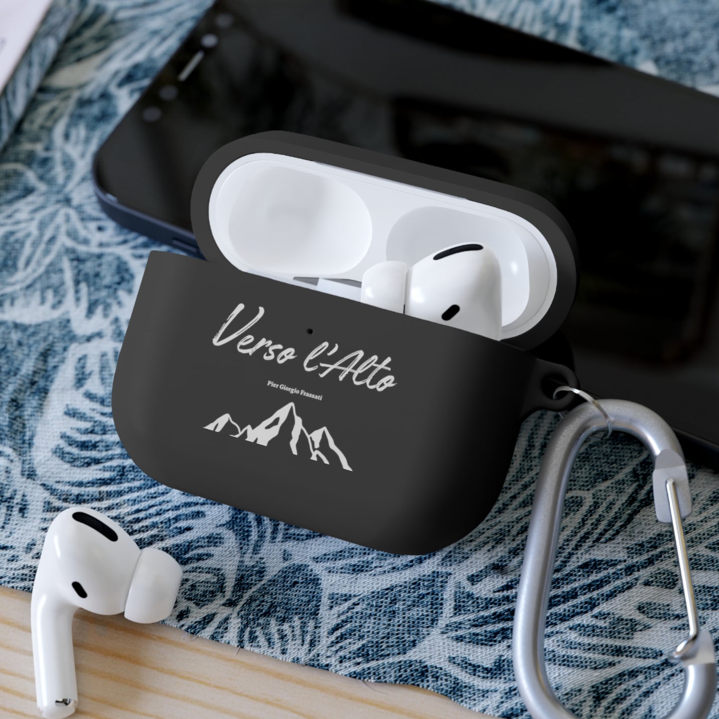 Coque de protection pour AirPods avec design Verso l'Alto (version noir-vert d'eau-bleu marine)