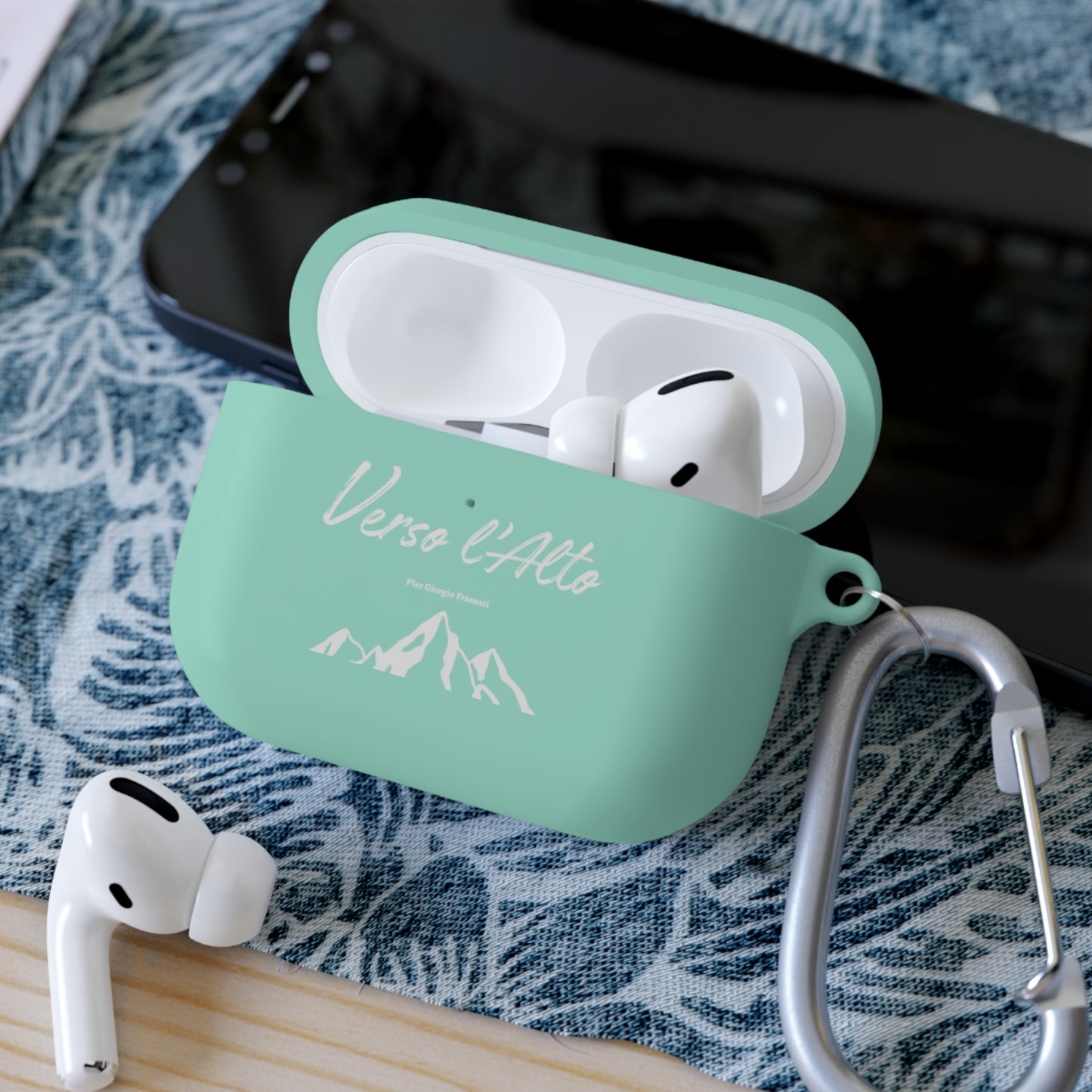 Coque de protection pour AirPods avec design Verso l'Alto (version noir-vert d'eau-bleu marine)