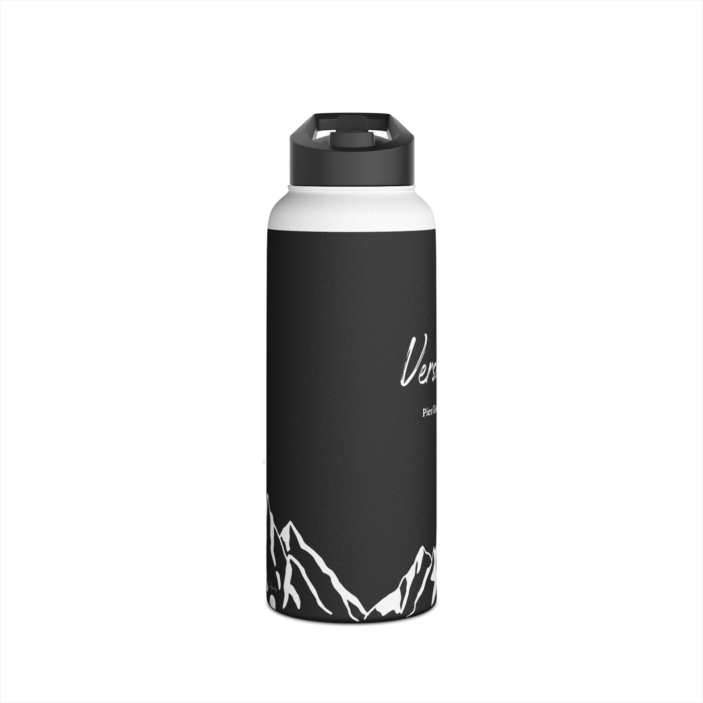 Verso l'Alto Black Stainless Steel Water Bottle with straw