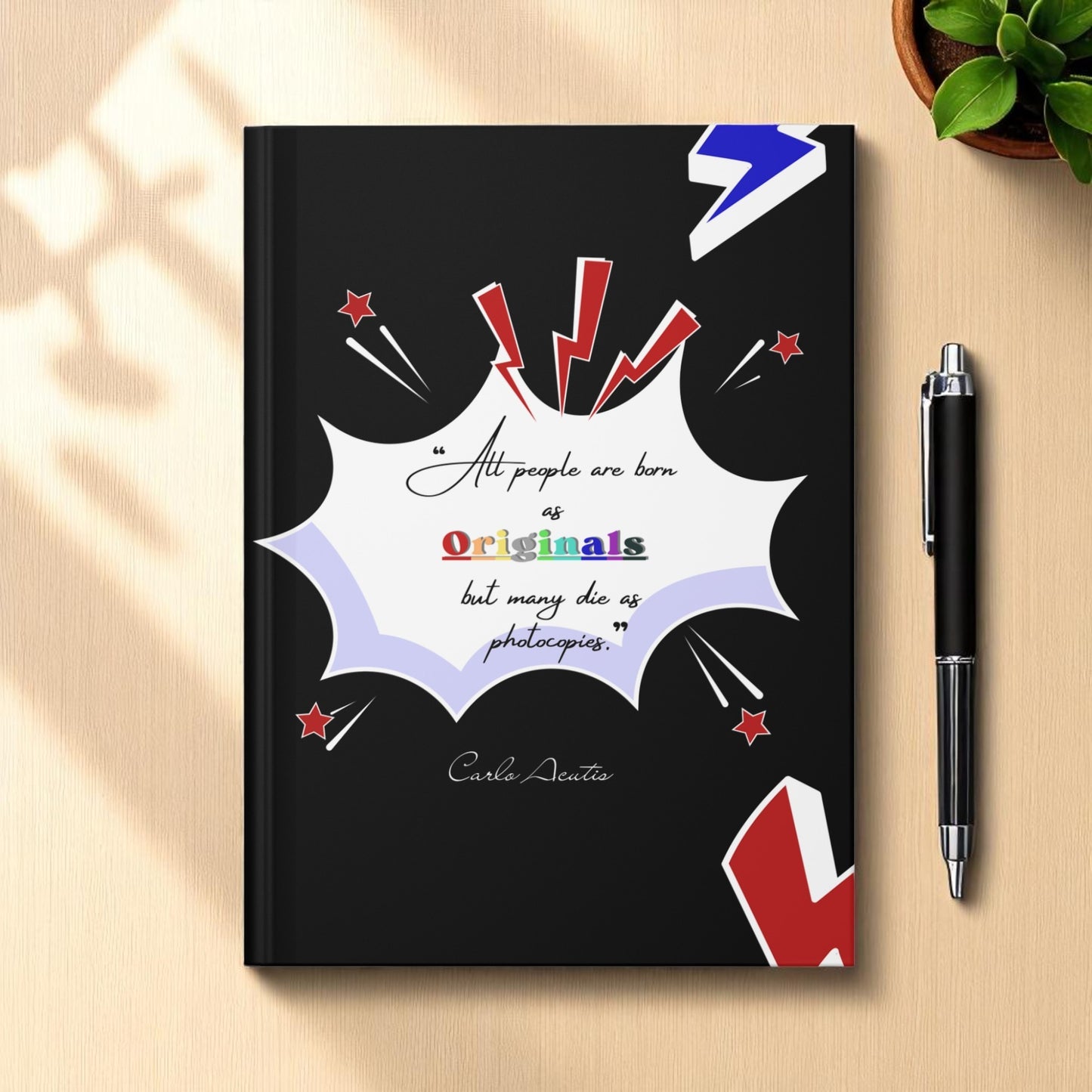 Colorful Black Notebook with Carlo Acutis Quote | Catholic Journal | Inspirational Gift | Faith & Prayer Notebook (US ONLY)