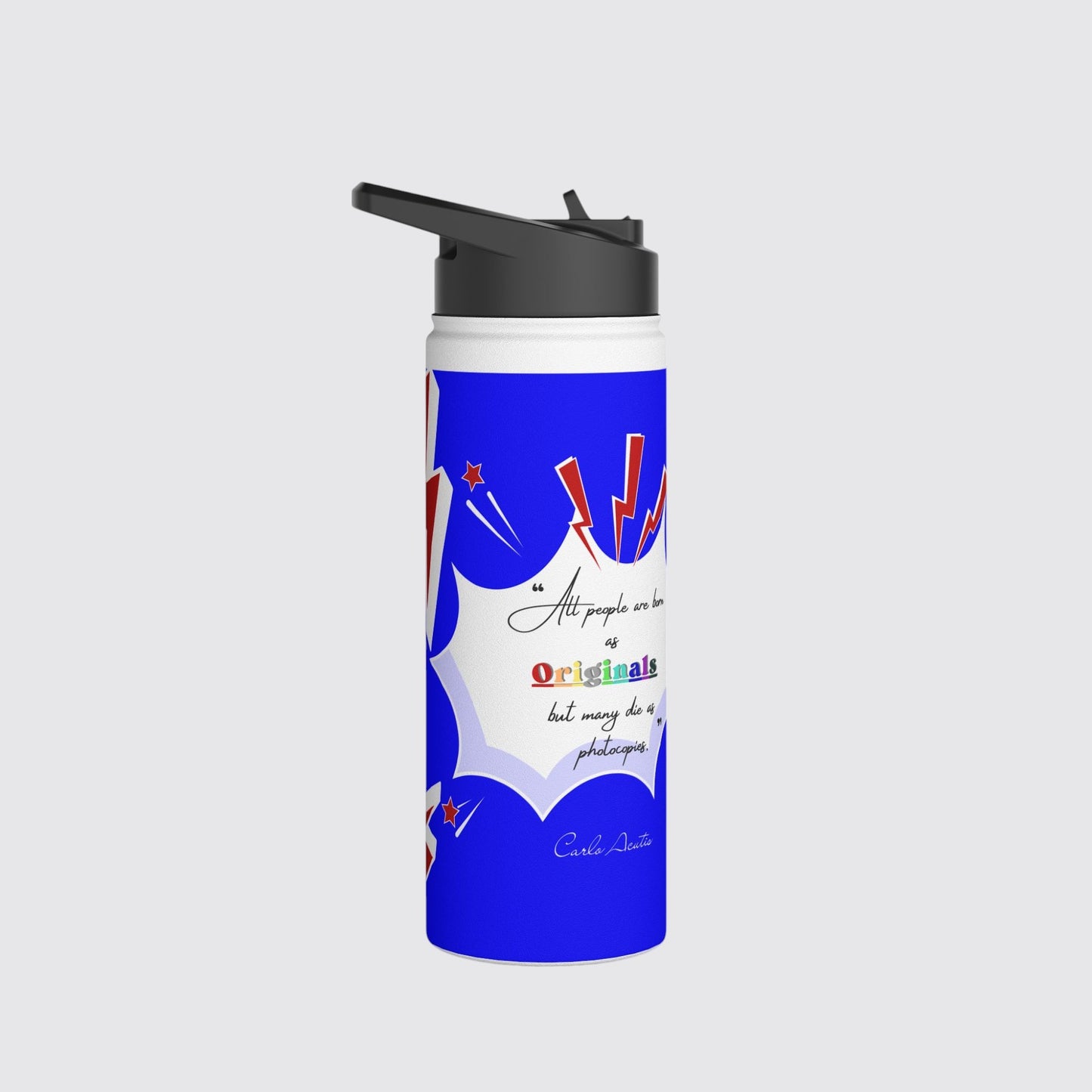 Carlo Acutis Stainless Steel Sport Water Bottle (Royal blue)