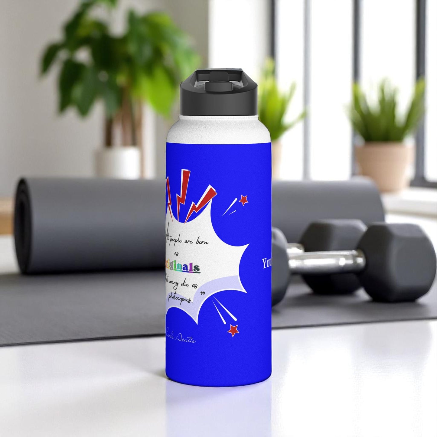 Carlo Acutis Stainless Steel Sport Water Bottle (Royal blue)