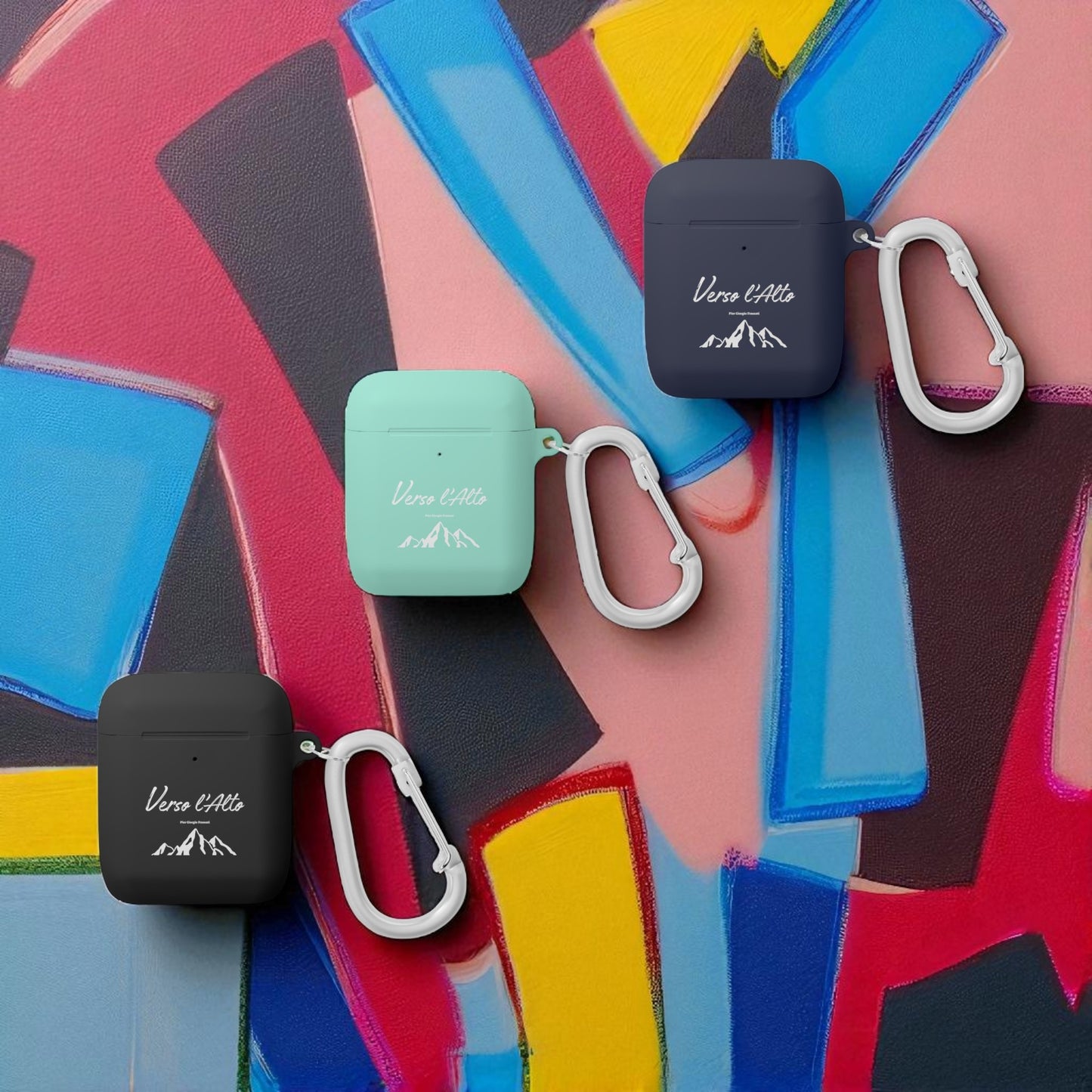 Coque de protection pour AirPods avec design Verso l'Alto (version noir-vert d'eau-bleu marine)