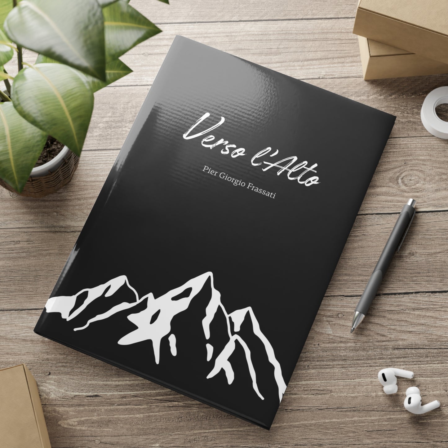 Carnet Elégant Noir "Verso l'Alto" | Journal intime | Carnet de prières | ligné ou blanc (UE)