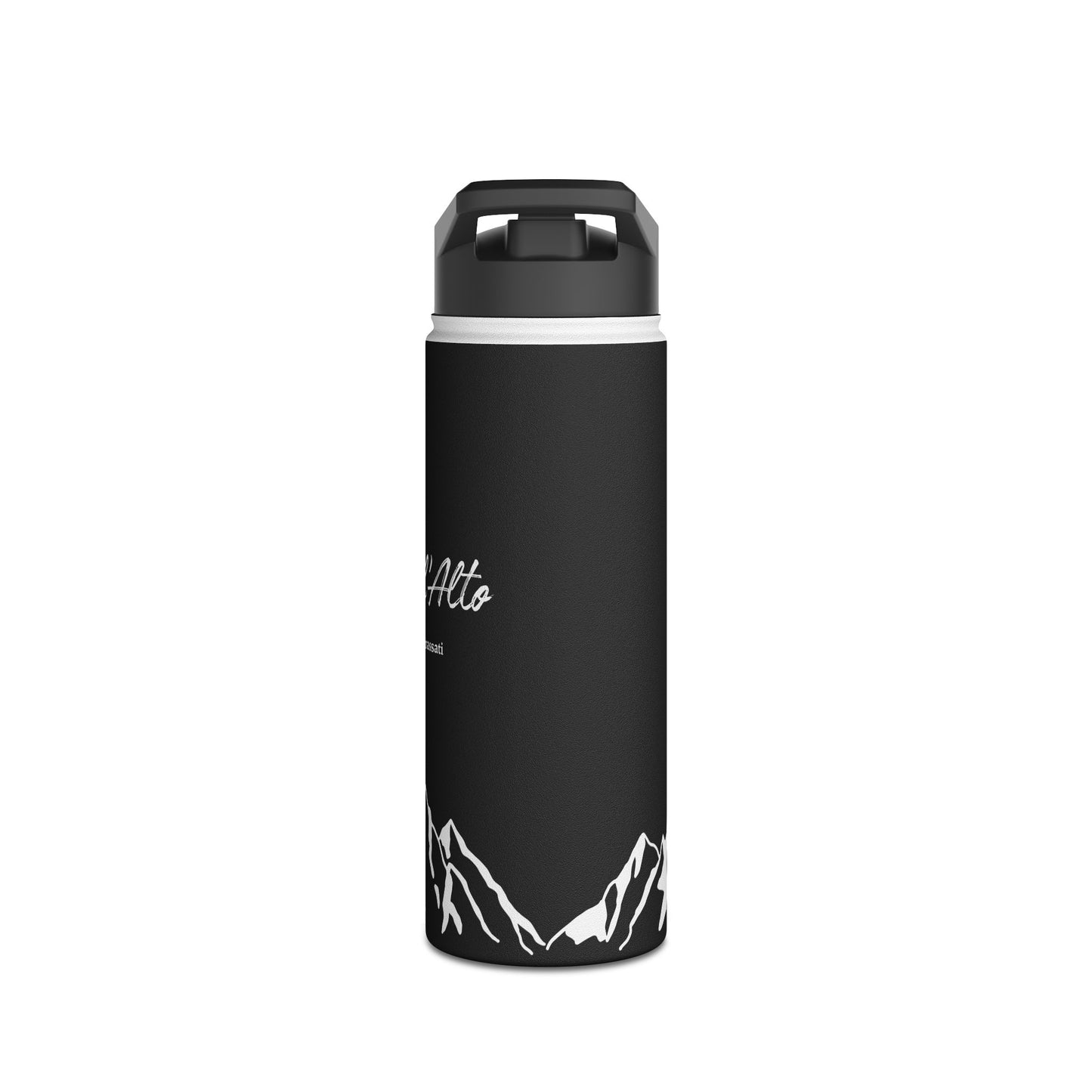 Verso l'Alto Black Stainless Steel Water Bottle with straw