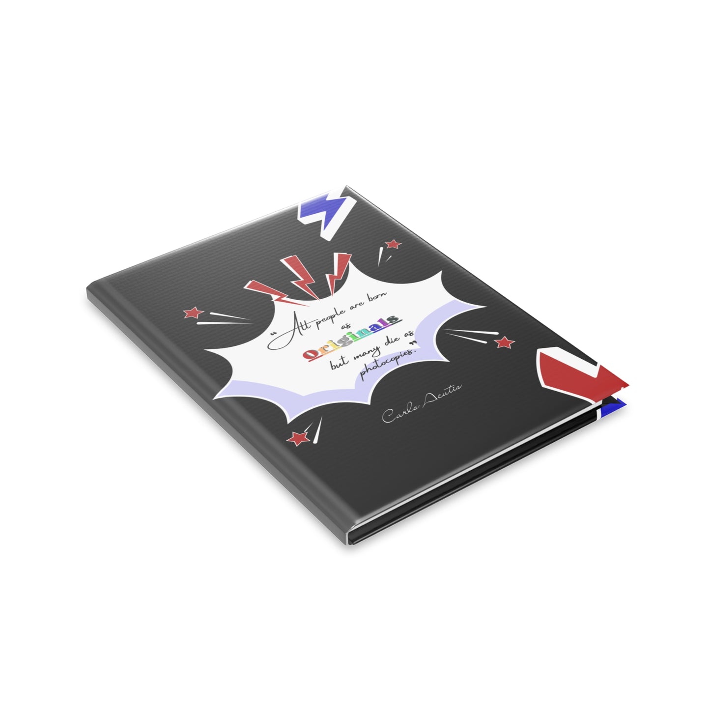Carnet Pop Art Noir avec citation de Carlo Acutis | Journal intime | Carnet de Foi & Prière | Pages Lignées ou Blanches (UE uniquement)