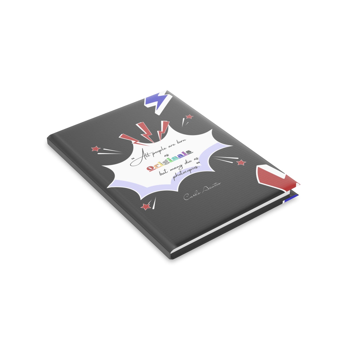 Carnet Pop Art Noir avec citation de Carlo Acutis | Journal intime | Carnet de Foi & Prière | Pages Lignées ou Blanches (UE uniquement)
