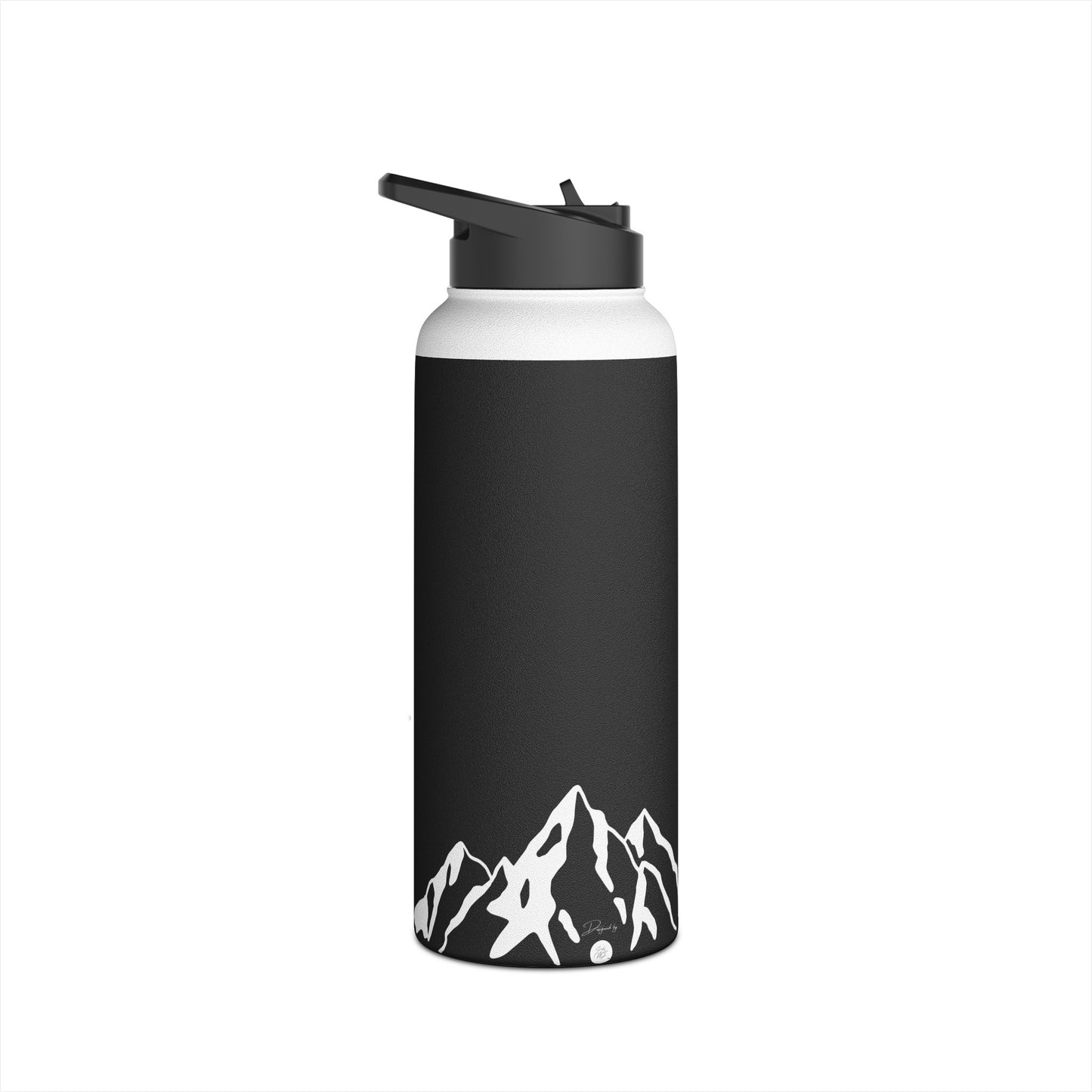 Verso l'Alto Black Stainless Steel Water Bottle with straw