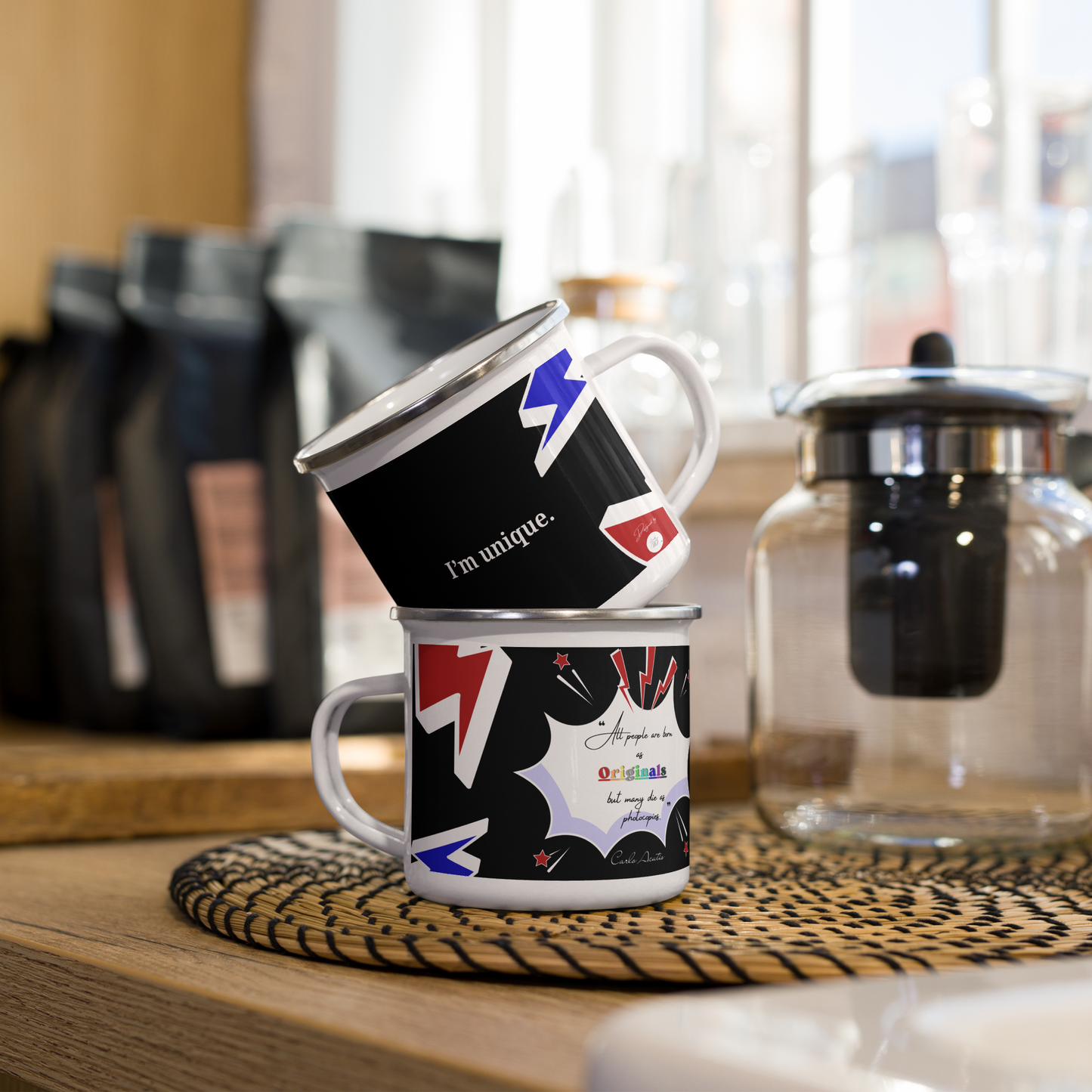 Mug chrétien émaillé Carlo Acutis - Noir (droitier.e)