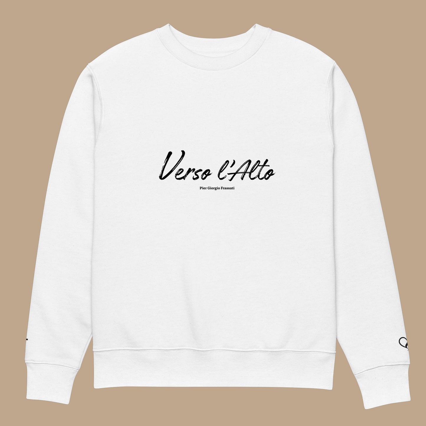 Pull unisexe en coton bio – Verso l’Alto (Blanc)