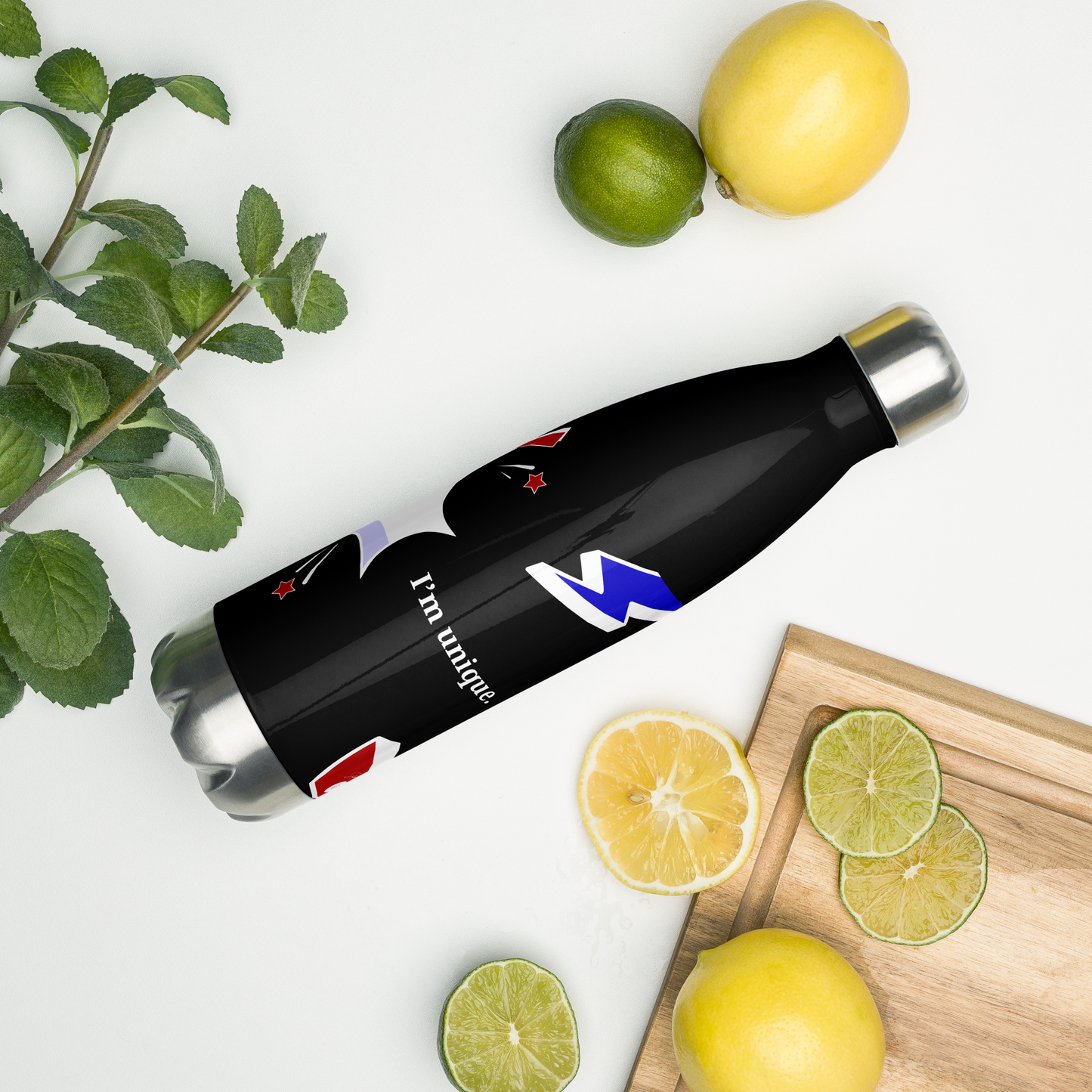 Bouteille Isotherme en Acier Inoxydable – 500 ml – Citation de Carlo Acutis | “Tous naissent comme des originaux, mais beaucoup meurent comme des photocopies.” (Noir)