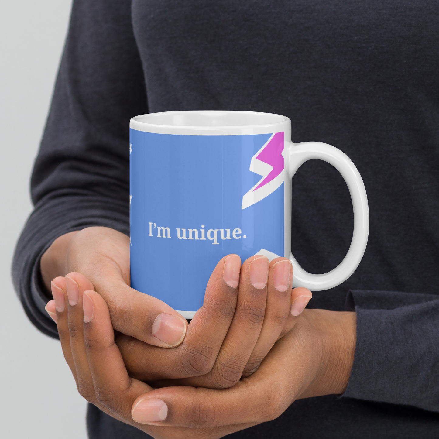 Carlo Acutis Christian Pop Mug (Bleu-Rose) - Droitier | Tasse à café catho inspirante – 11oz/15oz
