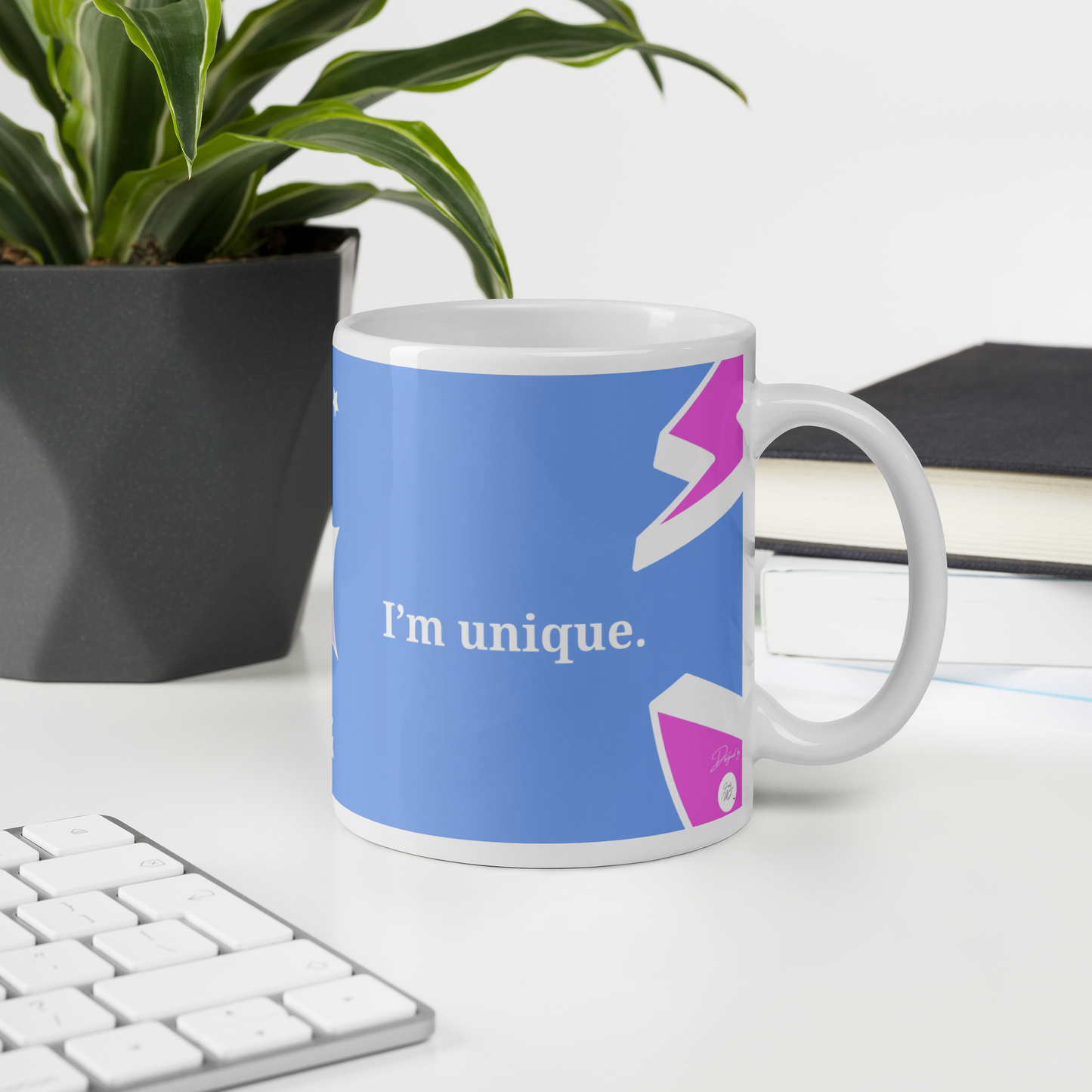 Carlo Acutis Christian Pop Mug (Bleu-Rose) - Droitier | Tasse à café catho inspirante – 11oz/15oz
