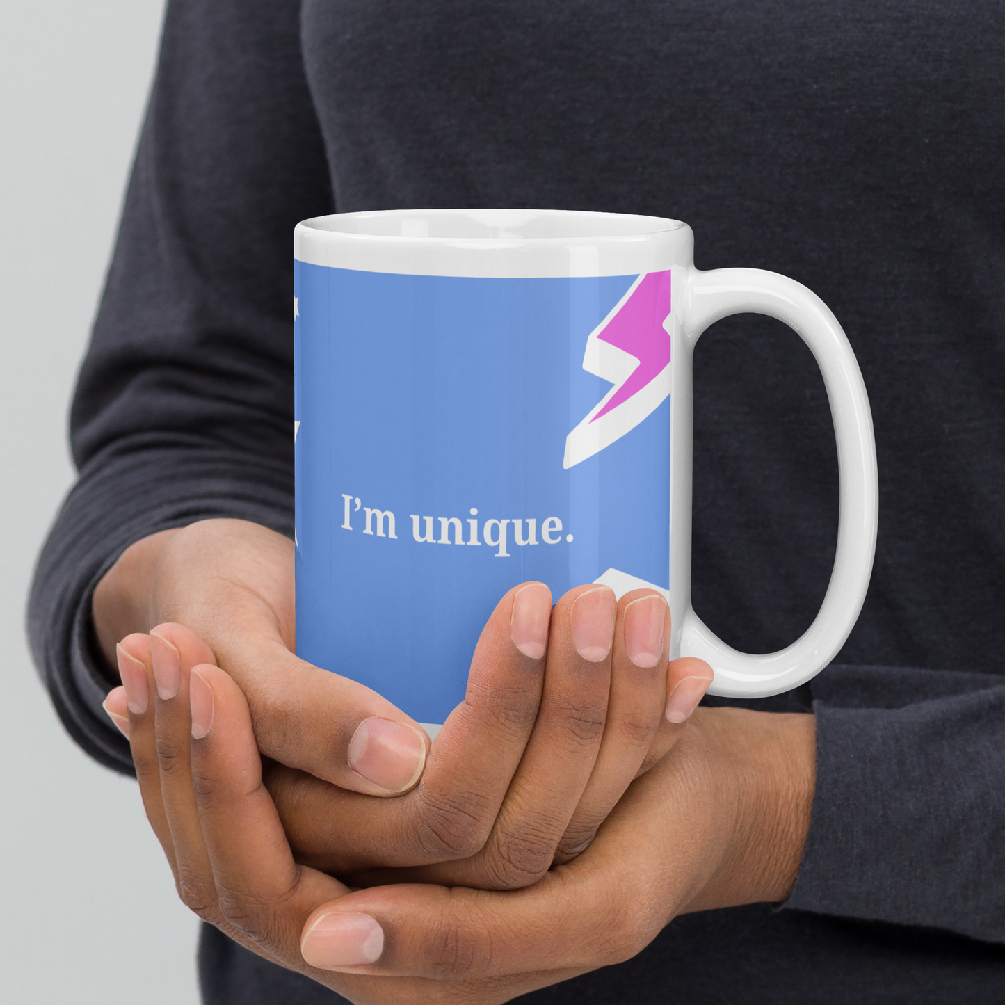 Carlo Acutis Christian Pop Mug (Bleu-Rose) - Droitier | Tasse à café catho inspirante – 11oz/15oz