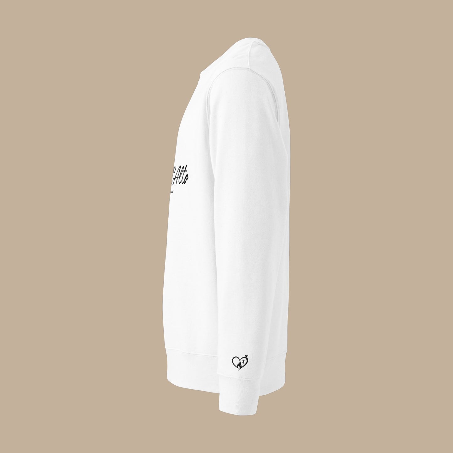 Pull unisexe en coton bio – Verso l’Alto (Blanc)