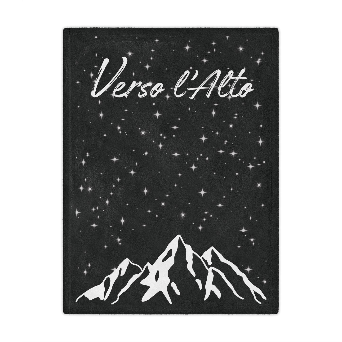 Verso l’Alto Cozy Minky Blanket – Starry Mountain Inspirational Throw (Black)