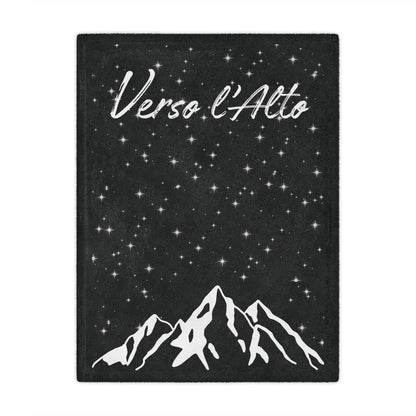 Verso l’Alto Cozy Minky Blanket – Starry Mountain Inspirational Throw (Black)