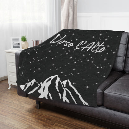 Verso l’Alto Cozy Minky Blanket – Starry Mountain Inspirational Throw (Black)