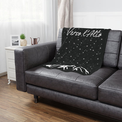 Verso l’Alto Cozy Minky Blanket – Starry Mountain Inspirational Throw (Black)