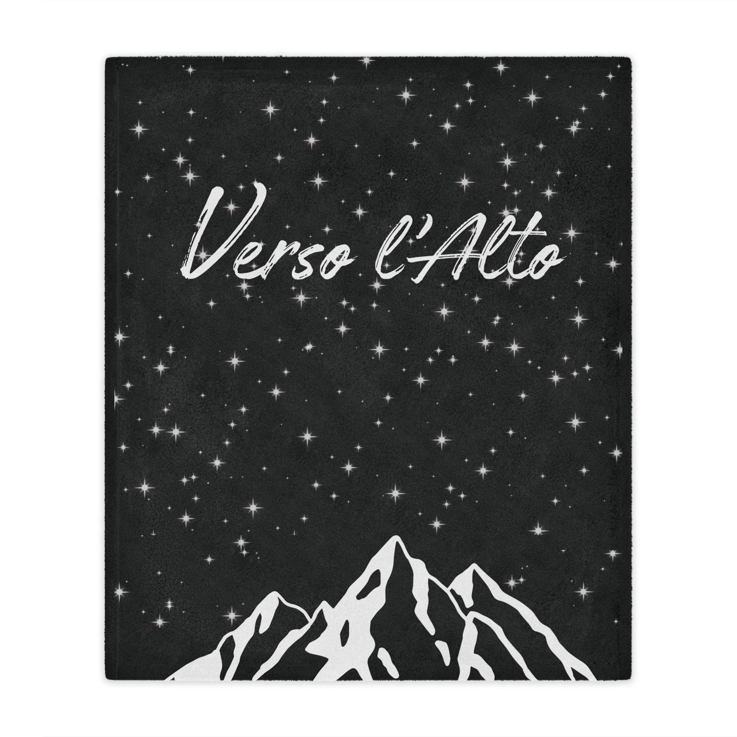 Verso l’Alto Cozy Minky Blanket – Starry Mountain Inspirational Throw (Black)