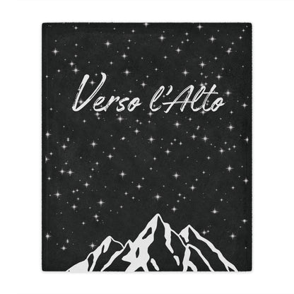 Verso l’Alto Cozy Minky Blanket – Starry Mountain Inspirational Throw (Black)