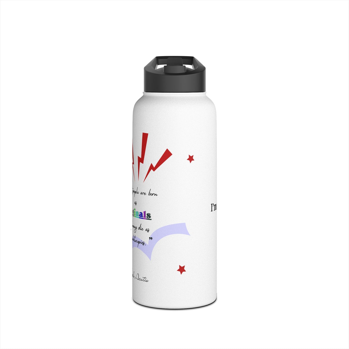 Carlo Acutis Stainless Steel Water Bottle – Sport (12oz to 32 oz) | “All people are born as originals but many die as photocopies.”