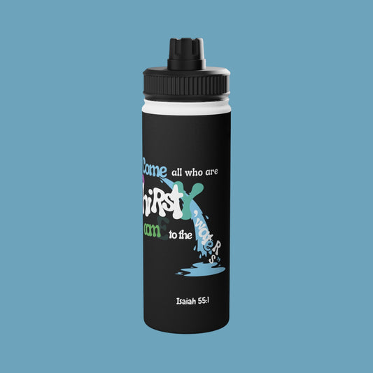 Inspiring and fun Bible Quote Water Bottle, Sports Lid (Black color version)