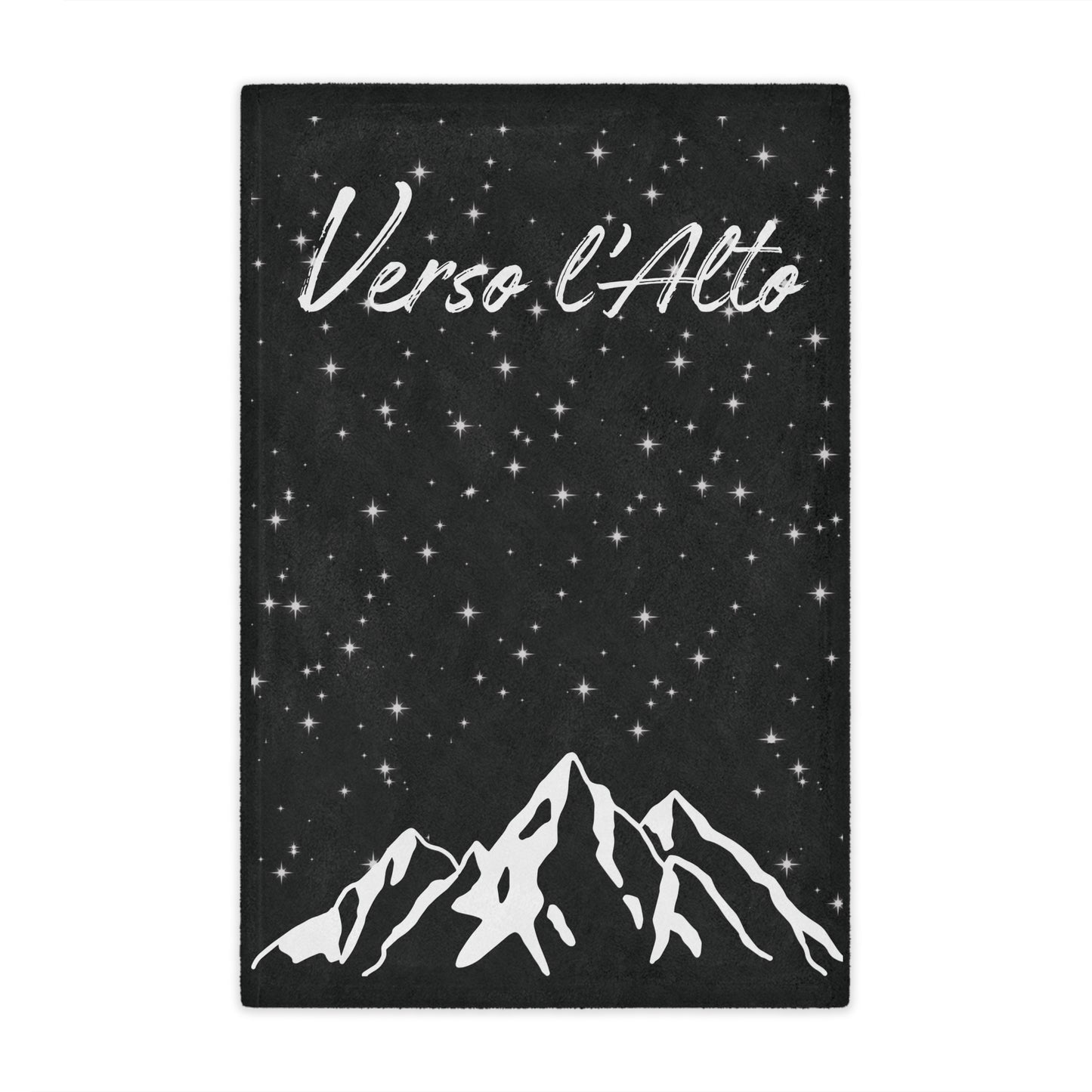 Verso l’Alto Cozy Minky Blanket – Starry Mountain Inspirational Throw (Black)