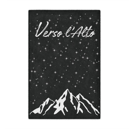 Verso l’Alto Cozy Minky Blanket – Starry Mountain Inspirational Throw (Black)