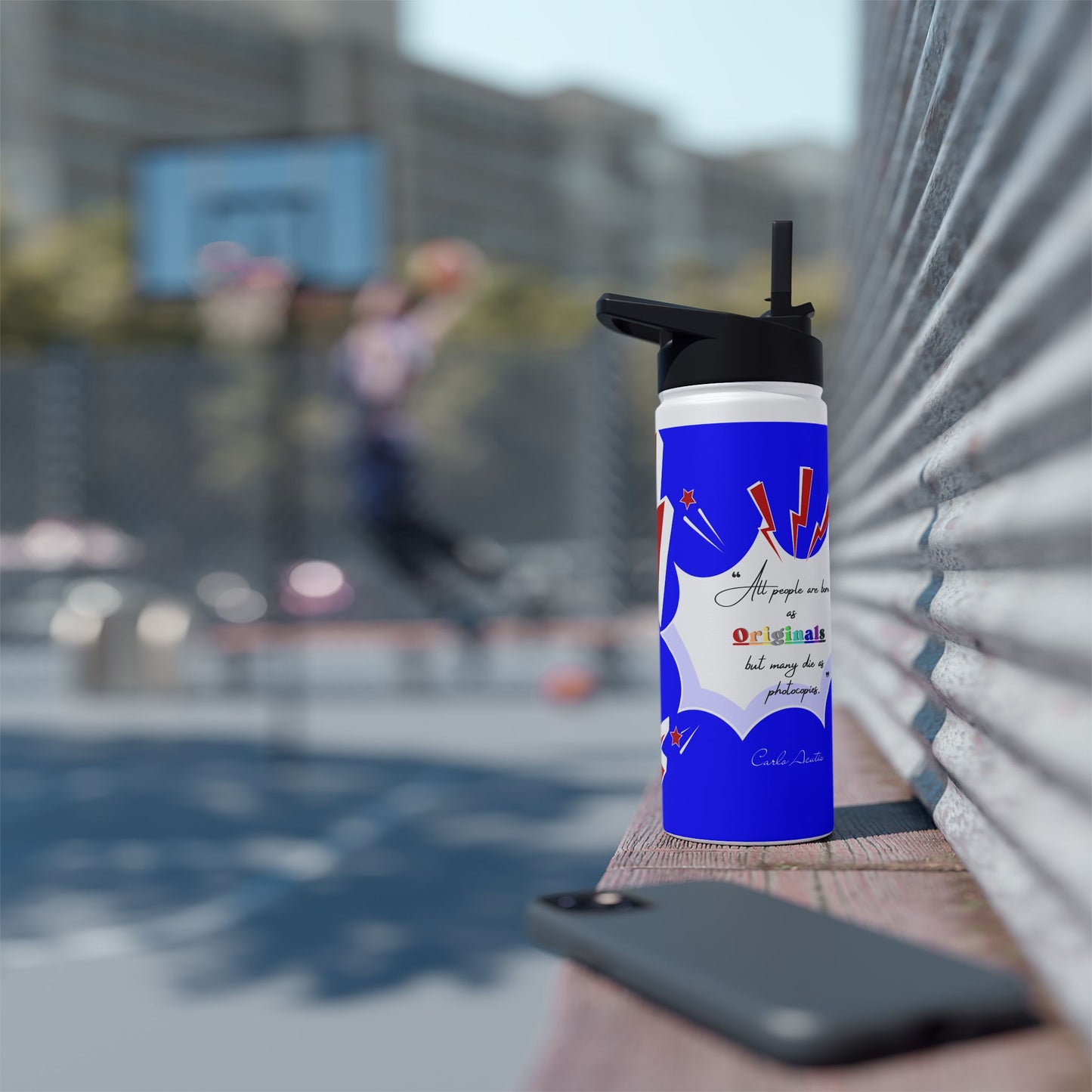 Carlo Acutis Stainless Steel Sport Water Bottle (Royal blue)