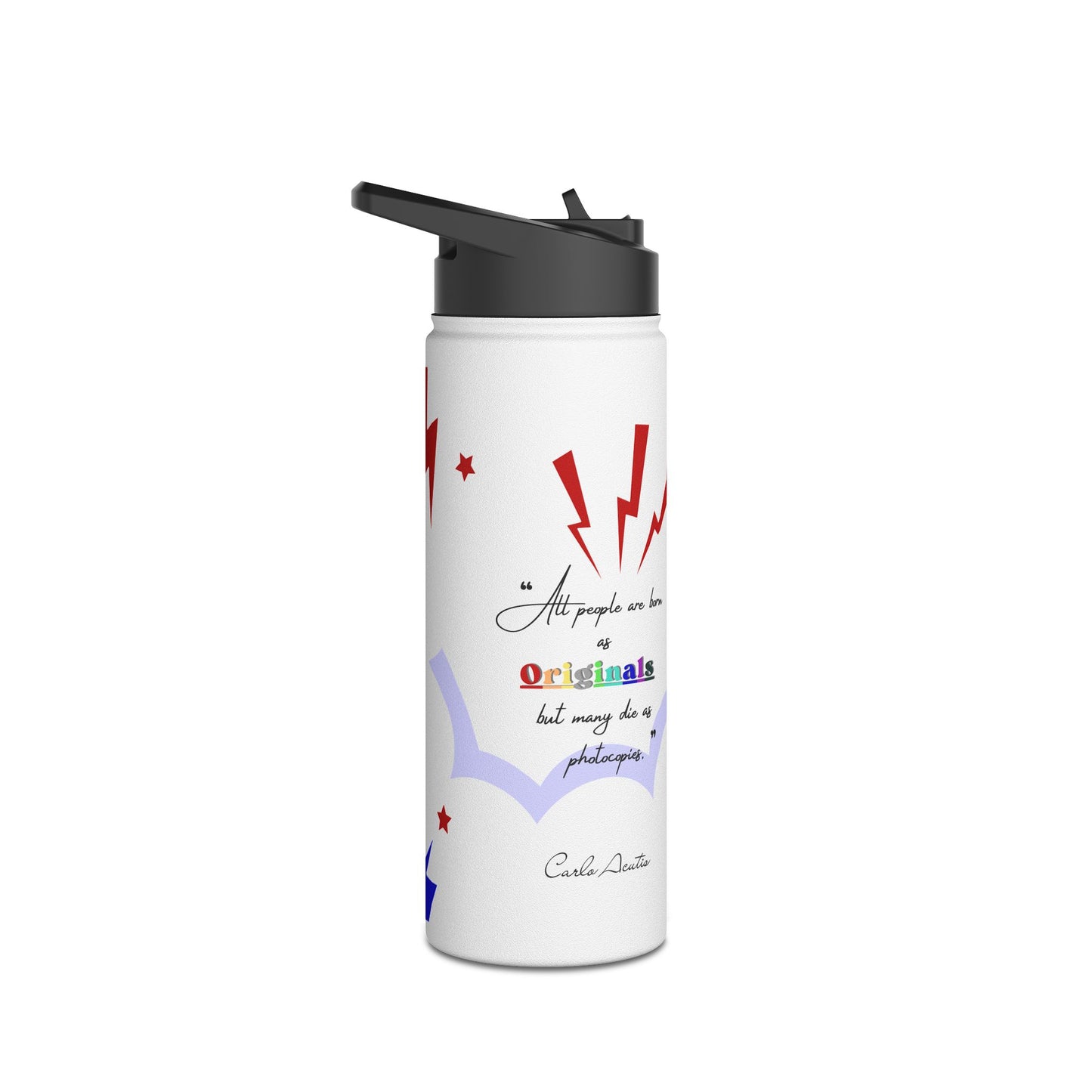 Carlo Acutis Stainless Steel Water Bottle – Sport (12oz to 32 oz) | “All people are born as originals but many die as photocopies.”
