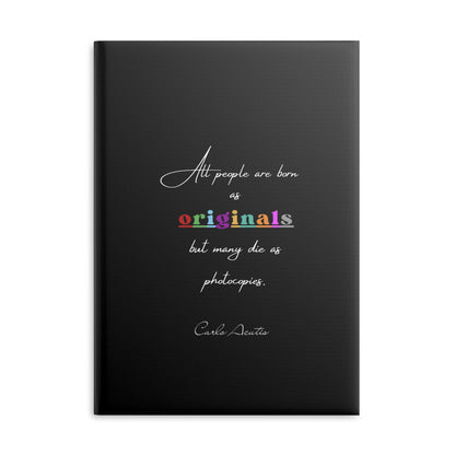 Carnet Sobre et Elégant Noir avec citation de Carlo Acutis | Journal intime | Carnet de Foi & Prière | Pages Lignées ou Blanches (UE uniquement)