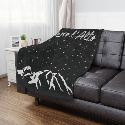 Verso l’Alto Cozy Minky Blanket – Starry Mountain Inspirational Throw (Black)