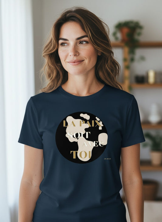 T-shirt chrétien unisexe en coton Bio – Paix & Joie