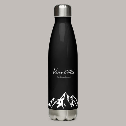 Bouteille d'eau inoxidable noire "Verso l'alto" - 500ml | Bouteille Pier Giorgio Frassati