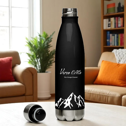Bouteille d'eau inoxidable noire "Verso l'alto" - 500ml | Bouteille Pier Giorgio Frassati