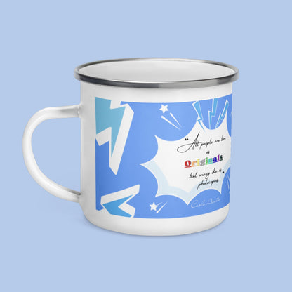 Mug émaillé Carlo Acutis bleu clair (droitier.e)