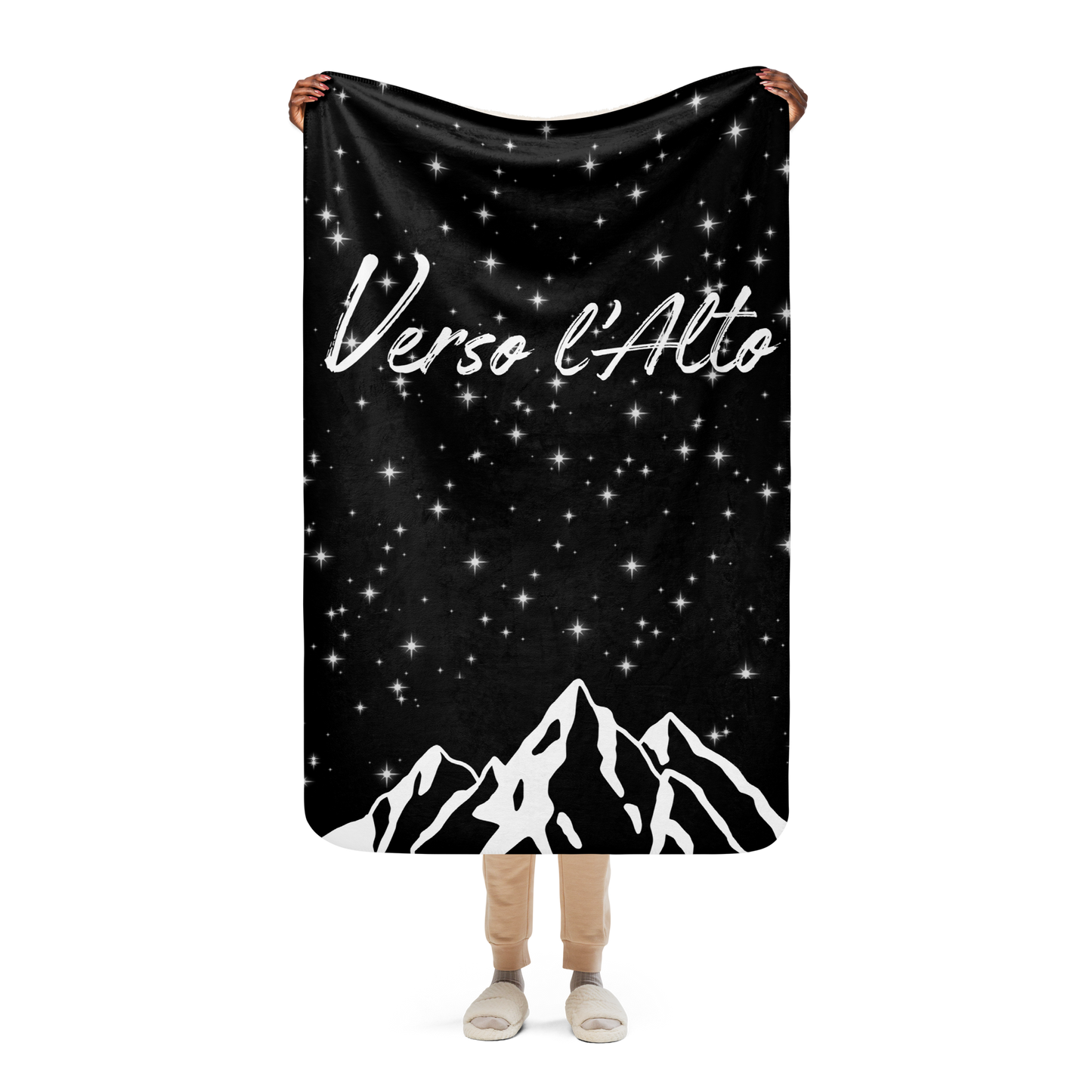 Plaid-Couverture en Sherpa "Verso l'alto" - NOIRE