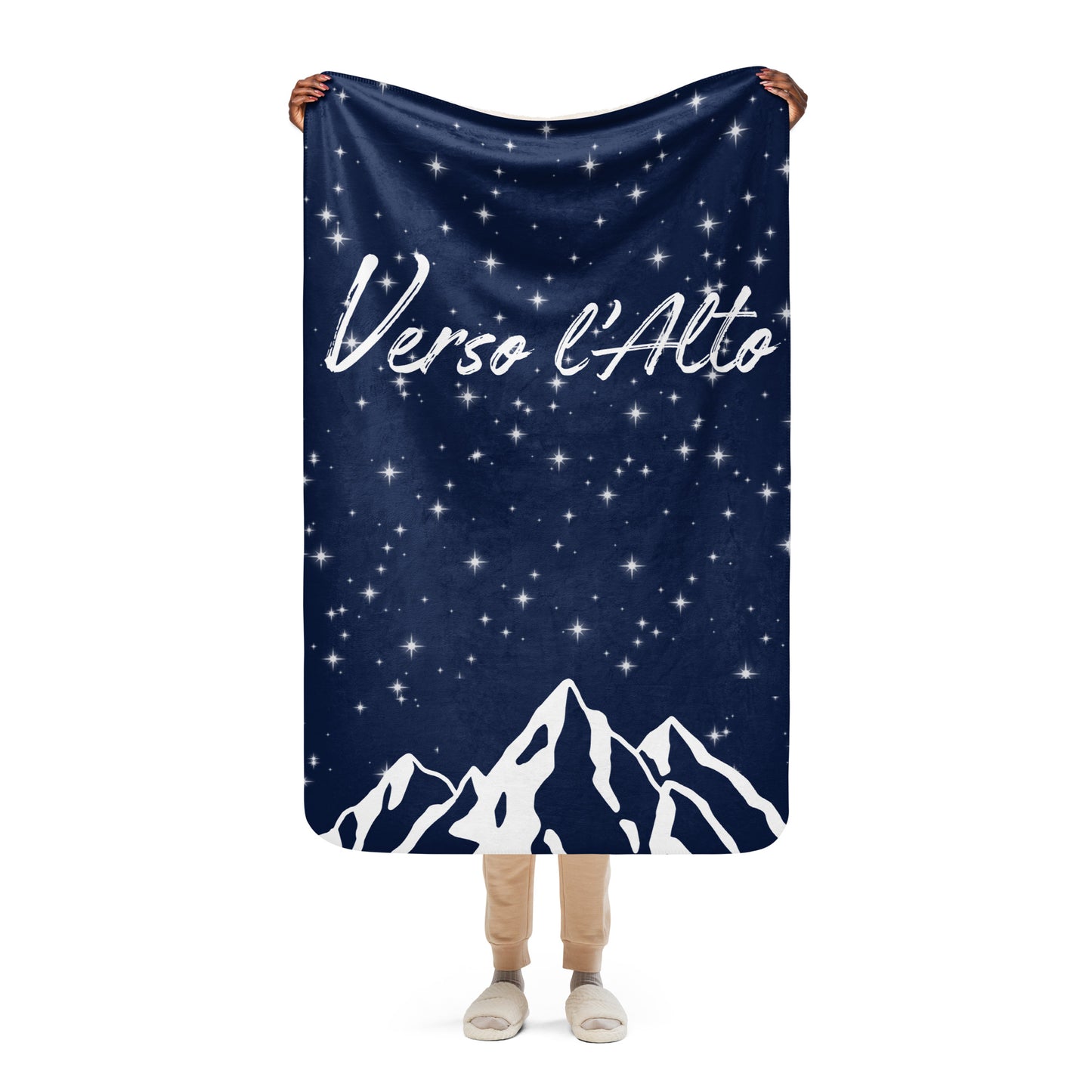 Plaid-Couverture en Sherpa "Verso l'alto" - BLEU MARINE