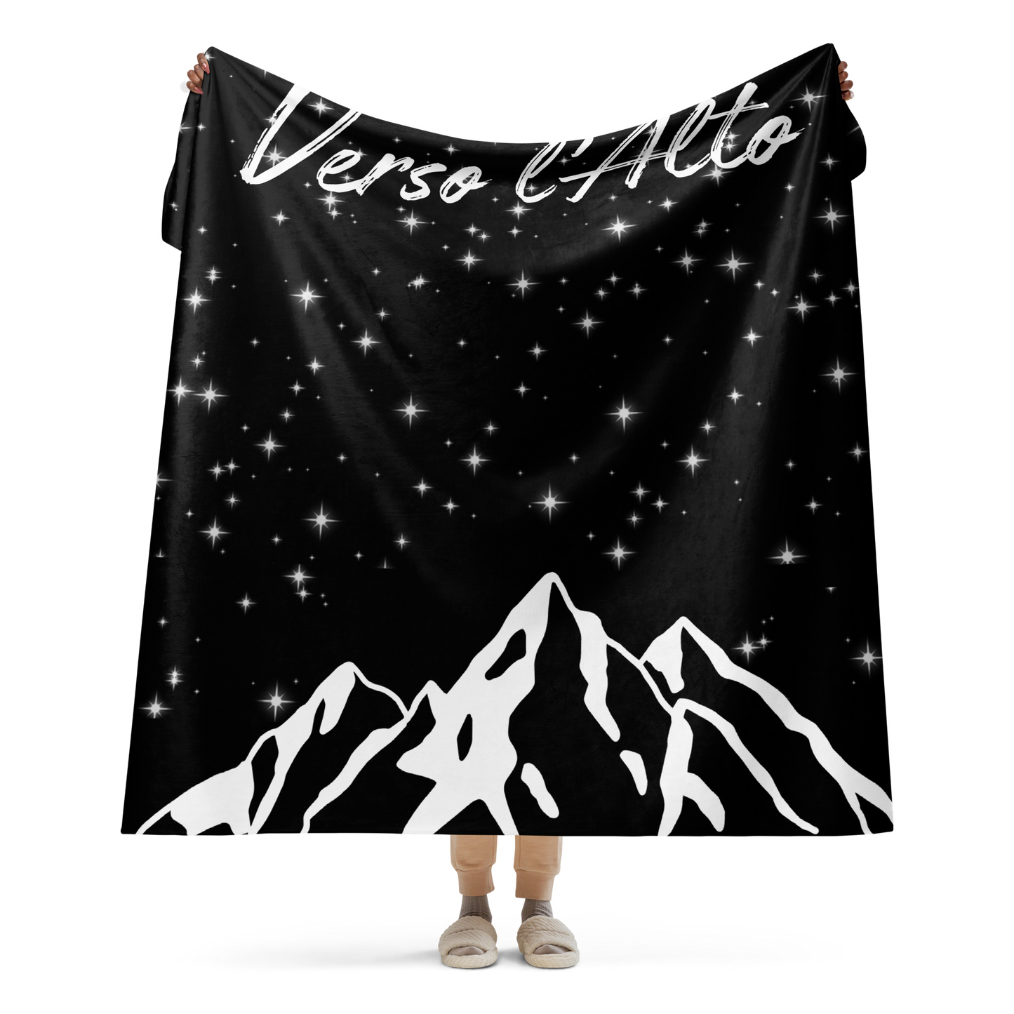 Plaid-Couverture en Sherpa "Verso l'alto" - NOIRE