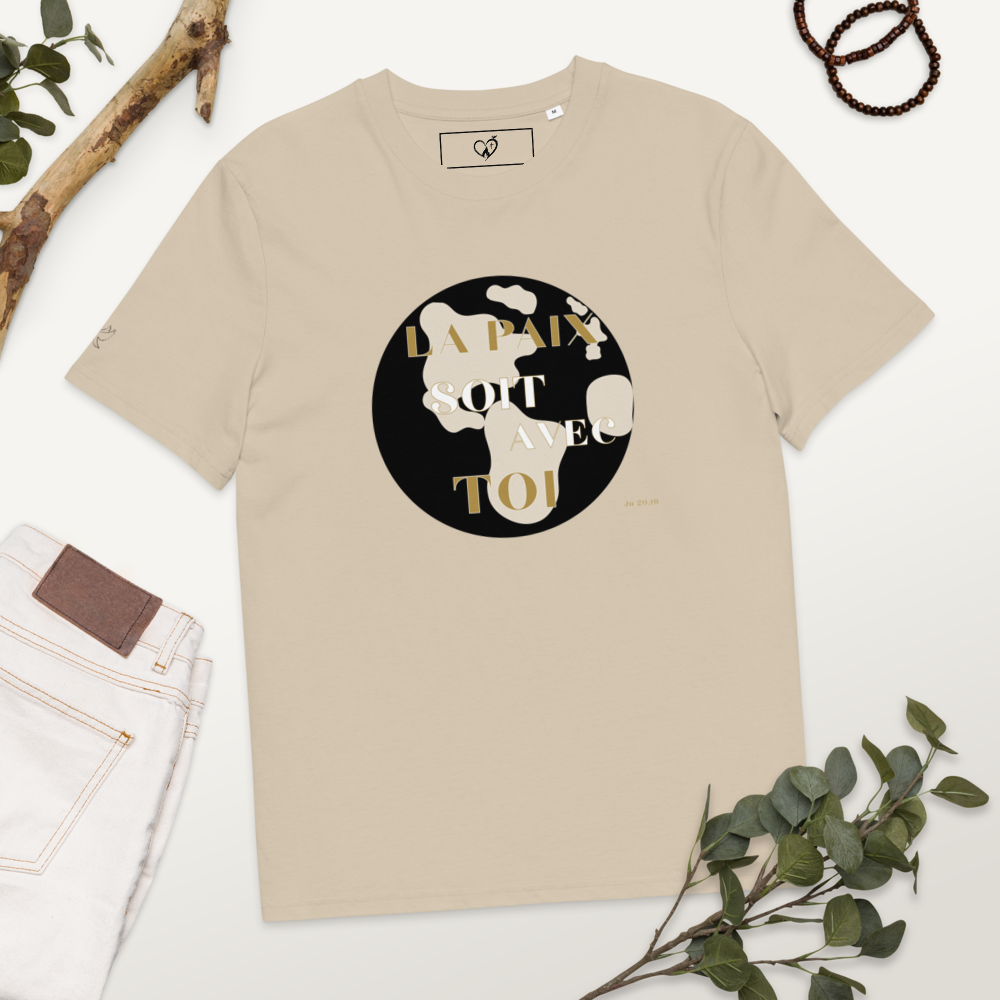 T-shirt chrétien unisexe en coton Bio – Paix & Joie