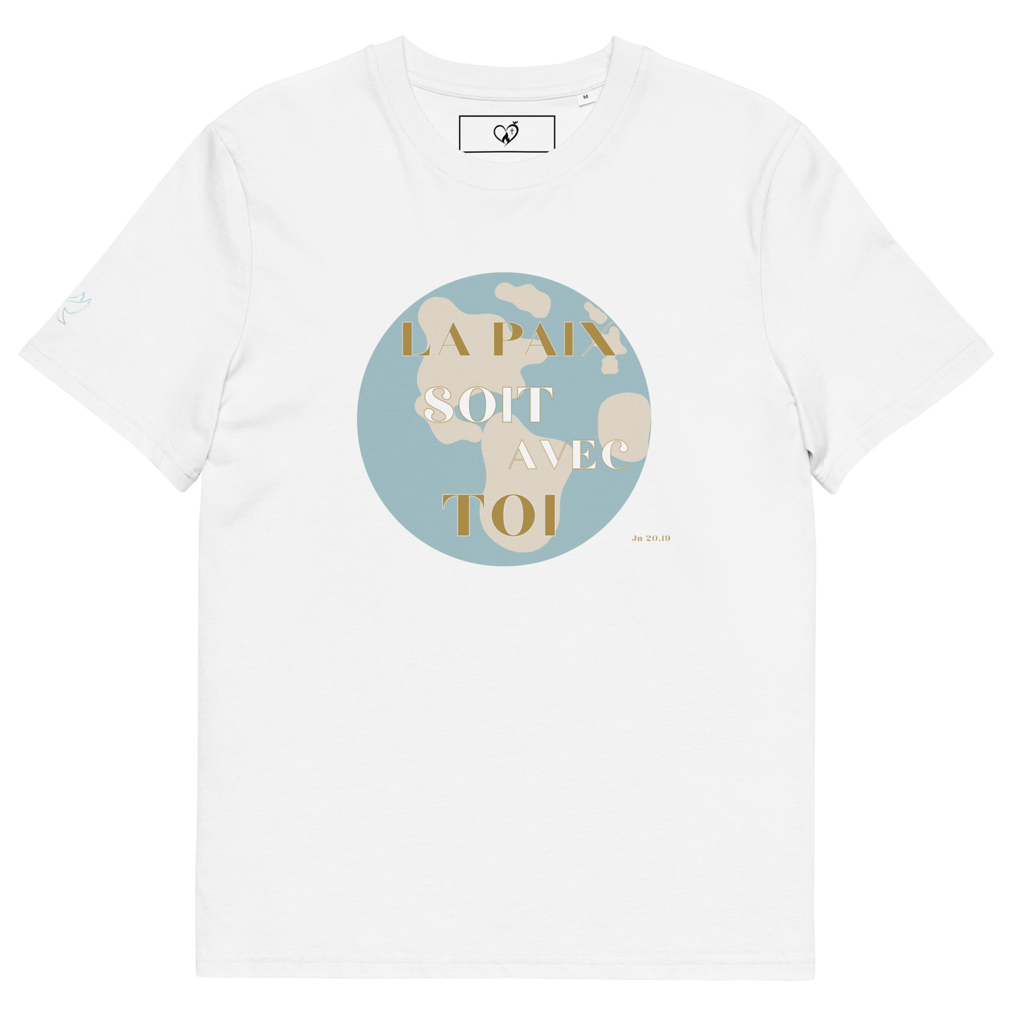 T-shirt chrétien unisexe en coton bio - Paix & Courage (Collector)