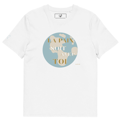 T-shirt chrétien unisexe en coton bio - Paix & Courage (Collector)