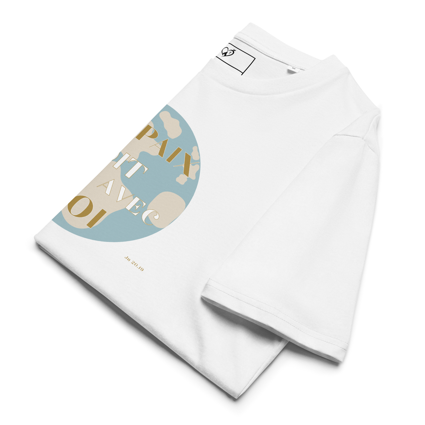 T-shirt chrétien unisexe en coton bio - Paix & Courage (Collector)