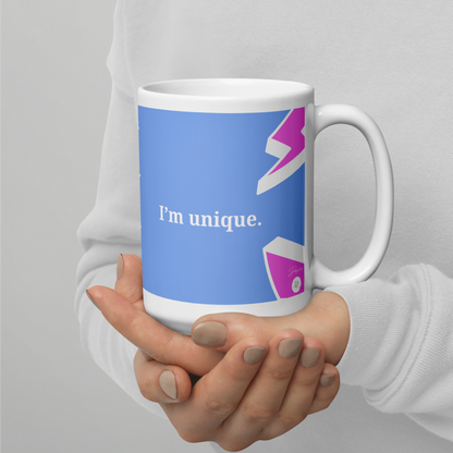 Carlo Acutis Christian Pop Mug (Bleu-Rose) - Droitier | Tasse à café catho inspirante – 11oz/15oz